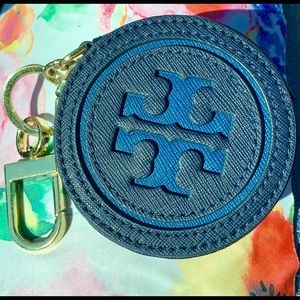 Tori Burch Navy Blue Key Chain/Coin Purse
